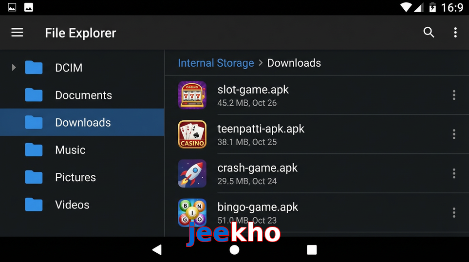 Main screen of Jeekho gameapk page for PK players